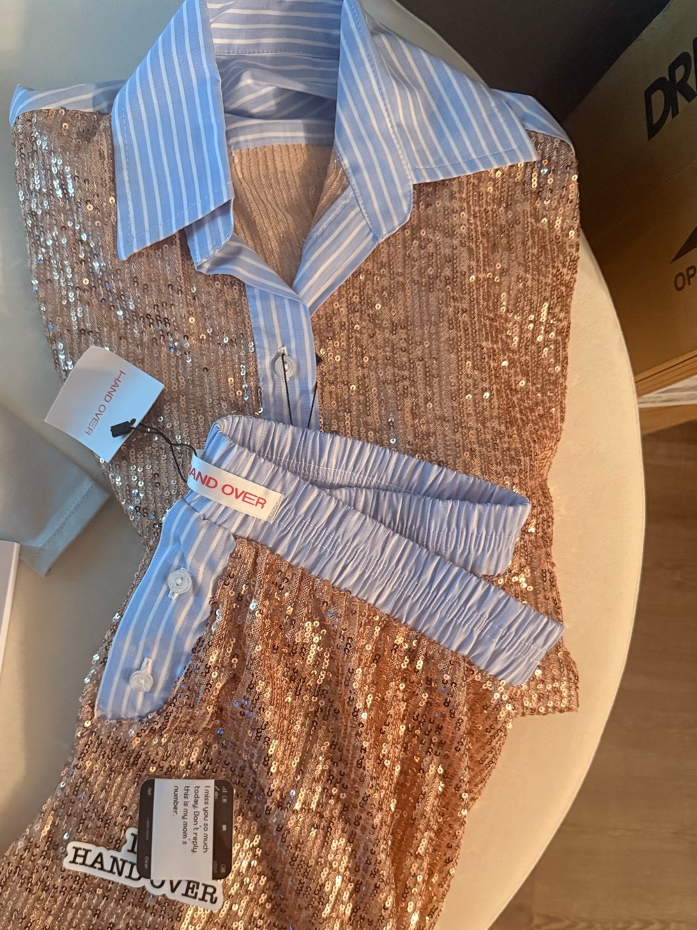 BNWT Handover Sequin Alexander Set in Rose Gold